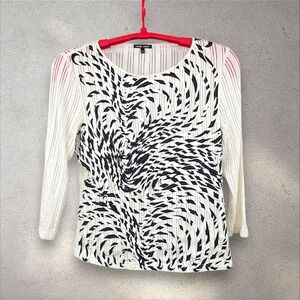 Samuel Dong Textured Animal Print Round Neck Large Blouse Top